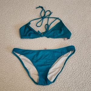 Victoria's Secret Y2K String Bikini Bow Detail Swimming Suit Set In Turquoise